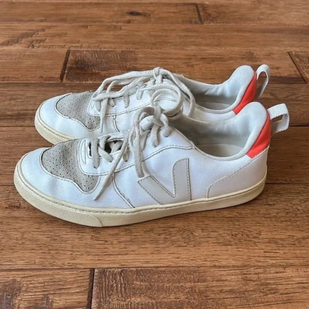 Veja Sneakers V-10 Laces CWL White Pierre Rose Fluo Womens Size 6.5
